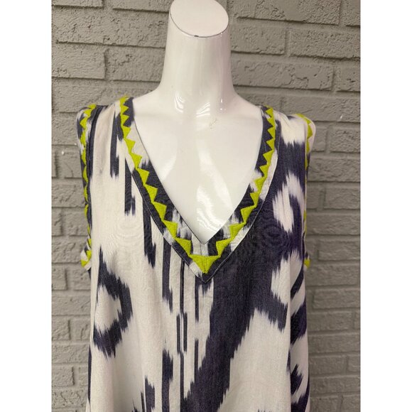 Uncle Frank Women Ikat Bloom Sleeveless A-Line Dress Size M - Picture 3 of 12